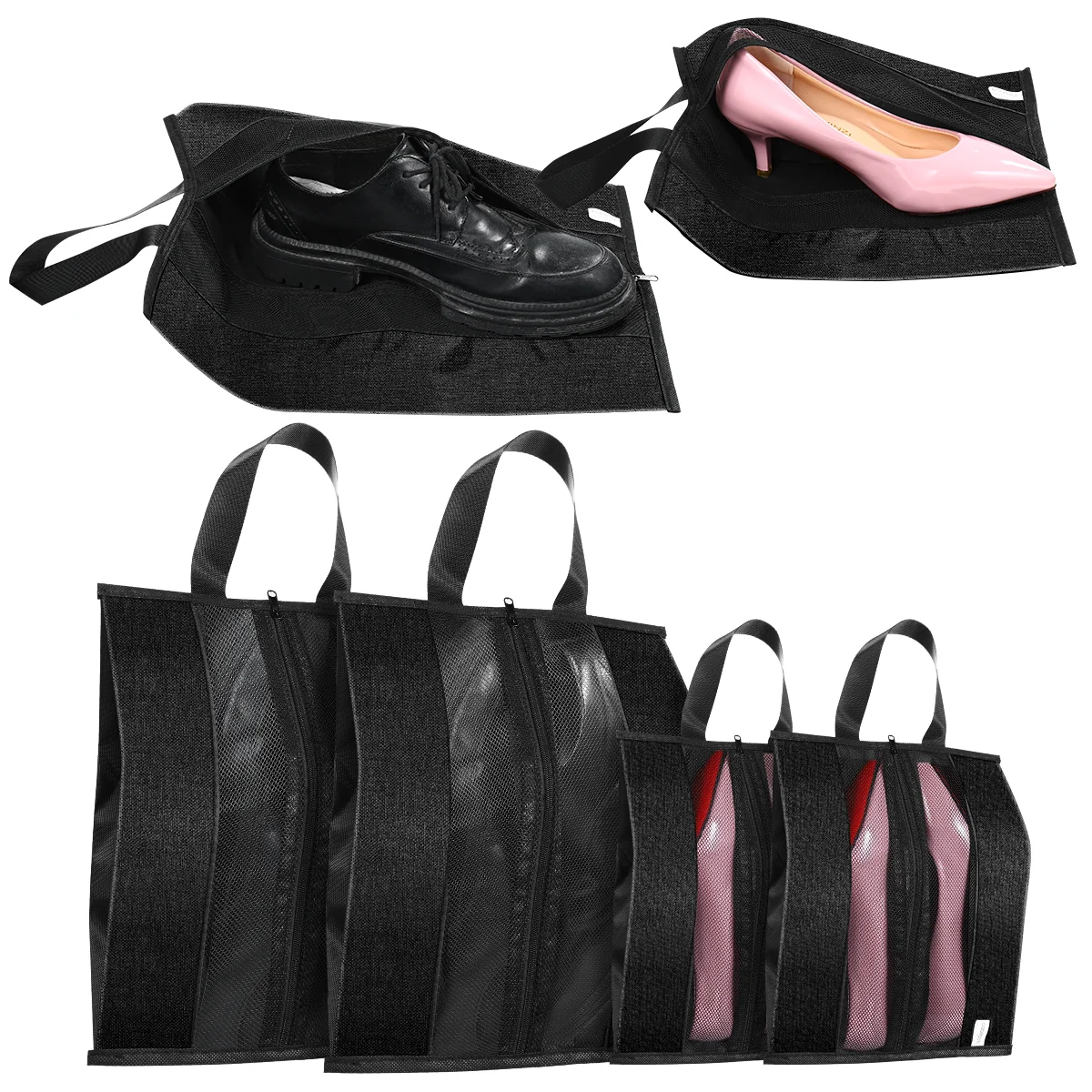 

Cabilock 6pcs Travel Shoe Bags Oxford Cloth Shoes Pouches Portable Shoes Organizers with Central Zipper Closure for Travel