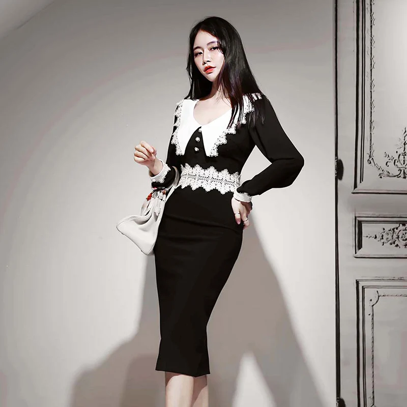 Модное платье для женщин сезон весна лето платья повседневное офисное черное