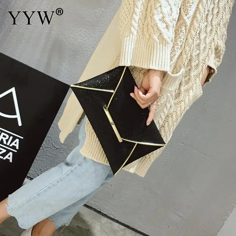 Leather Envelope Clutch Bag Bling Purses Clutch Casual Evening Bags for Women Wedding Party Handbag Clutch Wallet Bag Female