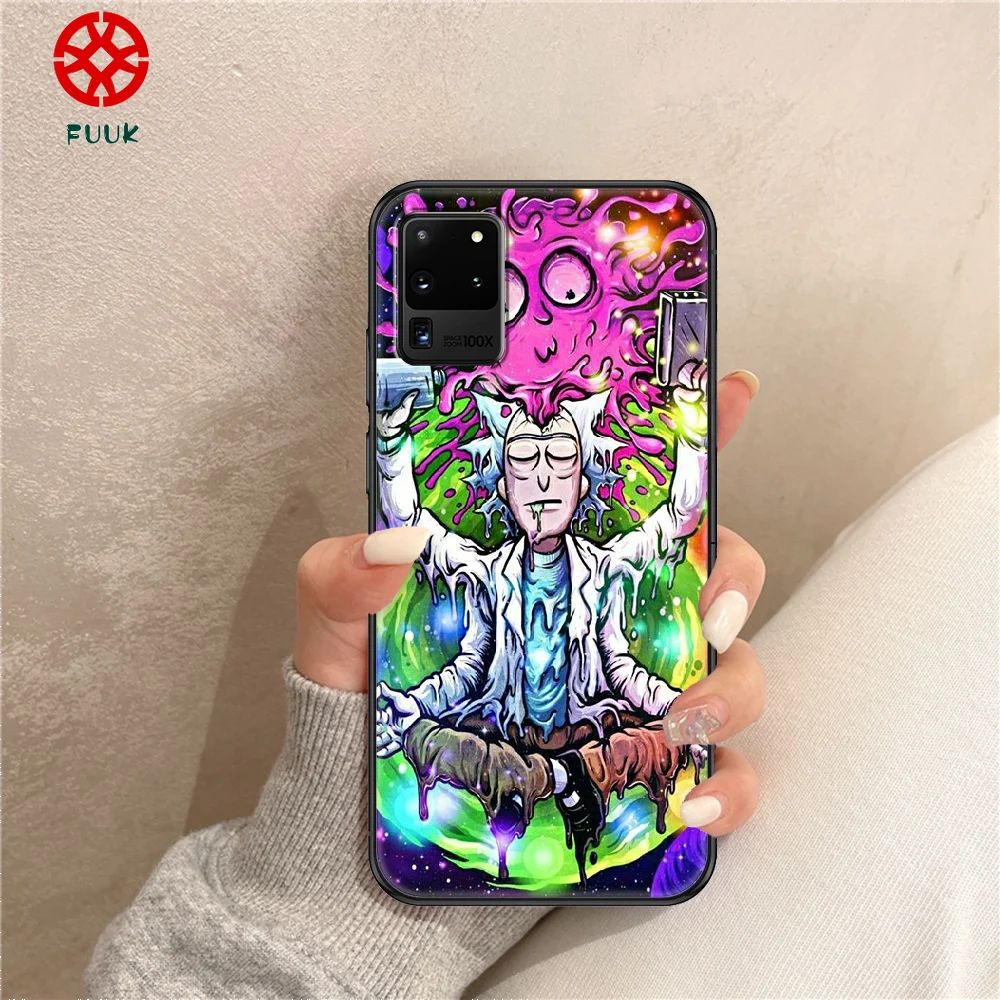 

Rick Anime Morty Phone case For Samsung Galaxy Note 4 8 9 10 20 S8 S9 S10 S10E S20 Plus UITRA Ultra black 3D coque fashion funda