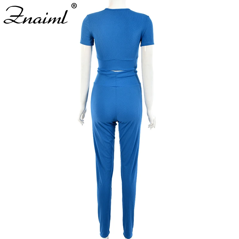 

Znaiml Fitness Clothing Set Women Short Sleeve Top And High Waist Leggings Trousers Slim Sportswear Set Seamless Workout Clothes