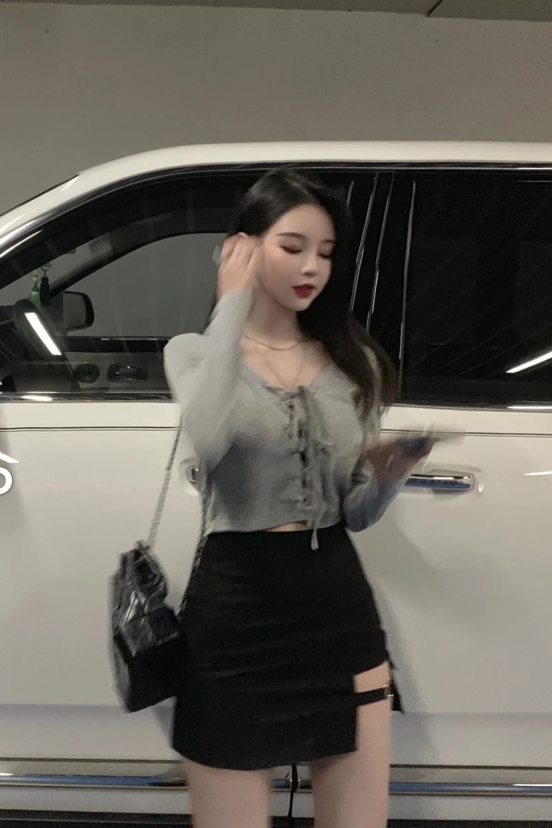 

Skirts Sexy 2021 Two Piece Crop Top And Skirt Set Women sky blue Fashion Sexy Kawaii Office Suit Student outfit clothes