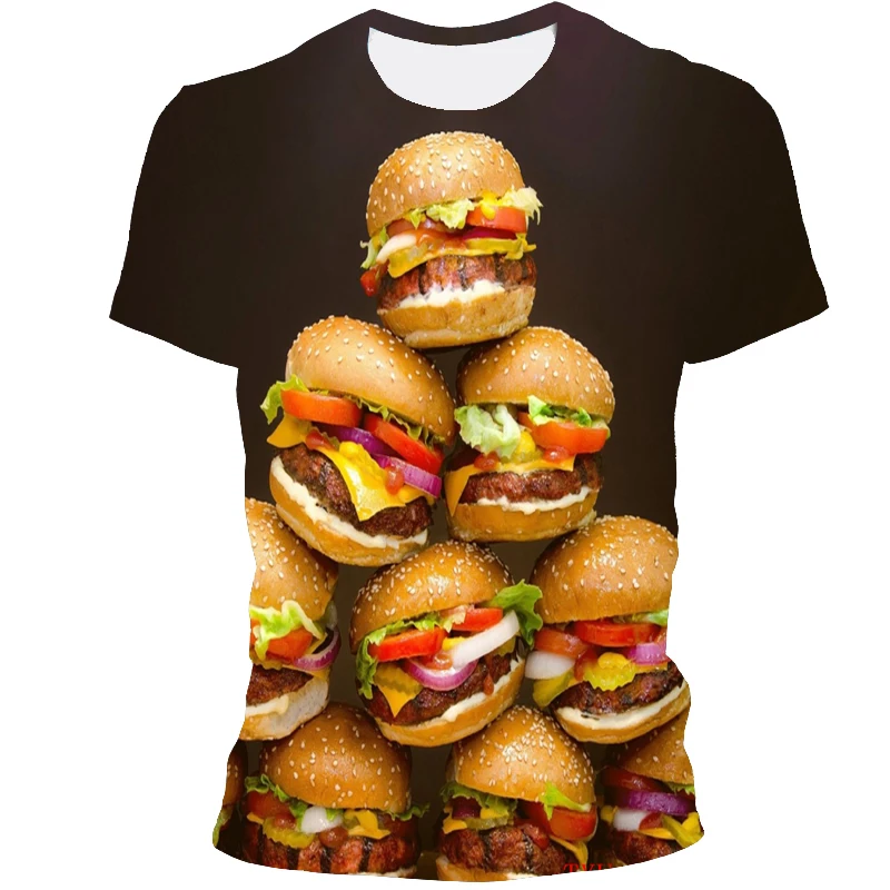 

Summer 2021 New 3D Printed Men's T-Shirt Delicious Burger Men's Short-Sleeved Shirt XXS-6XL