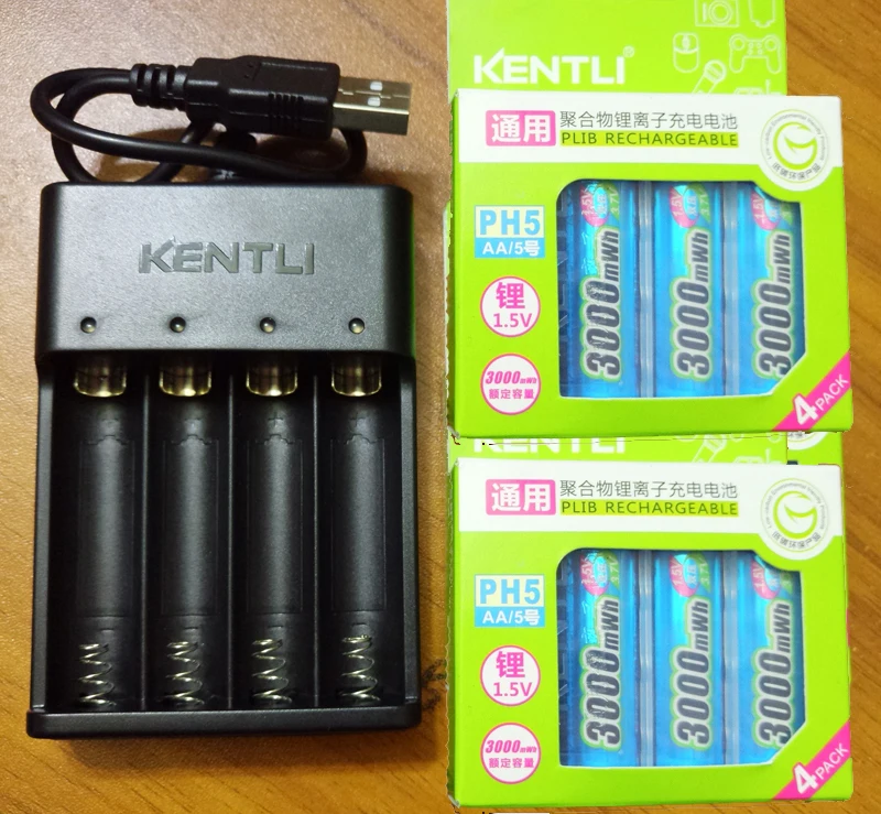 8pcs with charger KENTLI 1,5 v 3000 mwh AA перезаряжаемый литий-полимерный литий-ионный полимерный литиевый аккумулятор и USB умное зарядное устройство - Цвет: 8pcs with charger