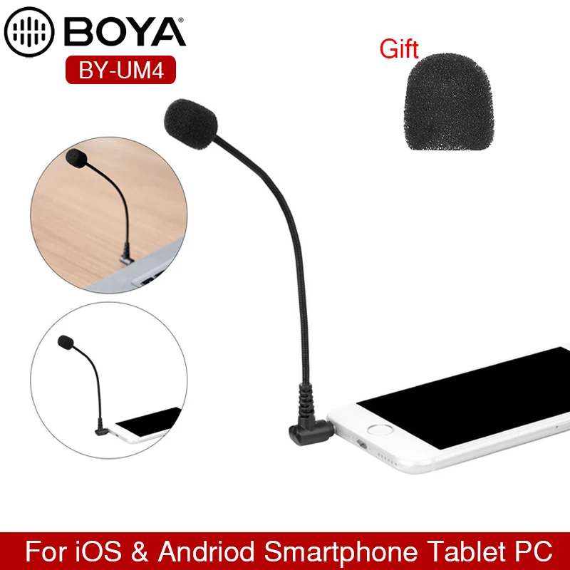 

BOYA BY-UM4 Portable Condenser Microphone 3.5mm TRRS Omni-directional Mini Flexible Mic for iOS Android iPhone HUAWEI Smartphone