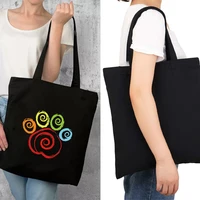 womens shopper shopping bags shoulder large capacity wild footprints pattern handbag reusable eco canvas grocery tote bag