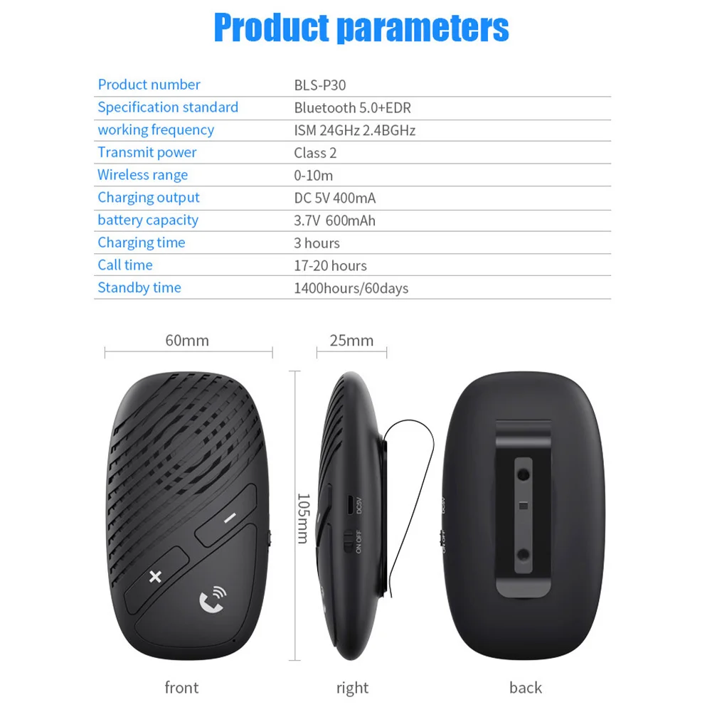 newest bluetooth 5 0 receiver clip hands free sun visor wireless car kit speaker phone car adapter accessories dropshipping free global shipping