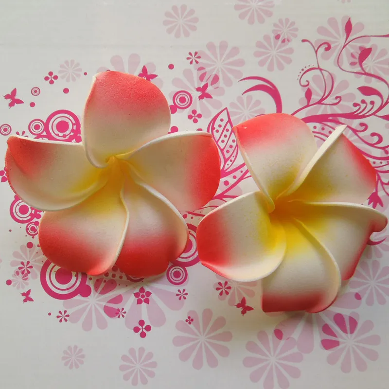 100 шт 4 см EVA Пена Frangipani волосы цветы искусственный Гавайский цветок Плюмерия