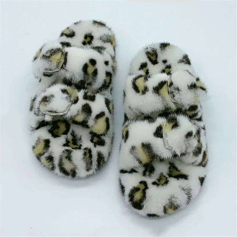 

100% real Mink fur slippers woman fur rainbow slippers shoes cute fur flip flops women travel fur shoes #1125