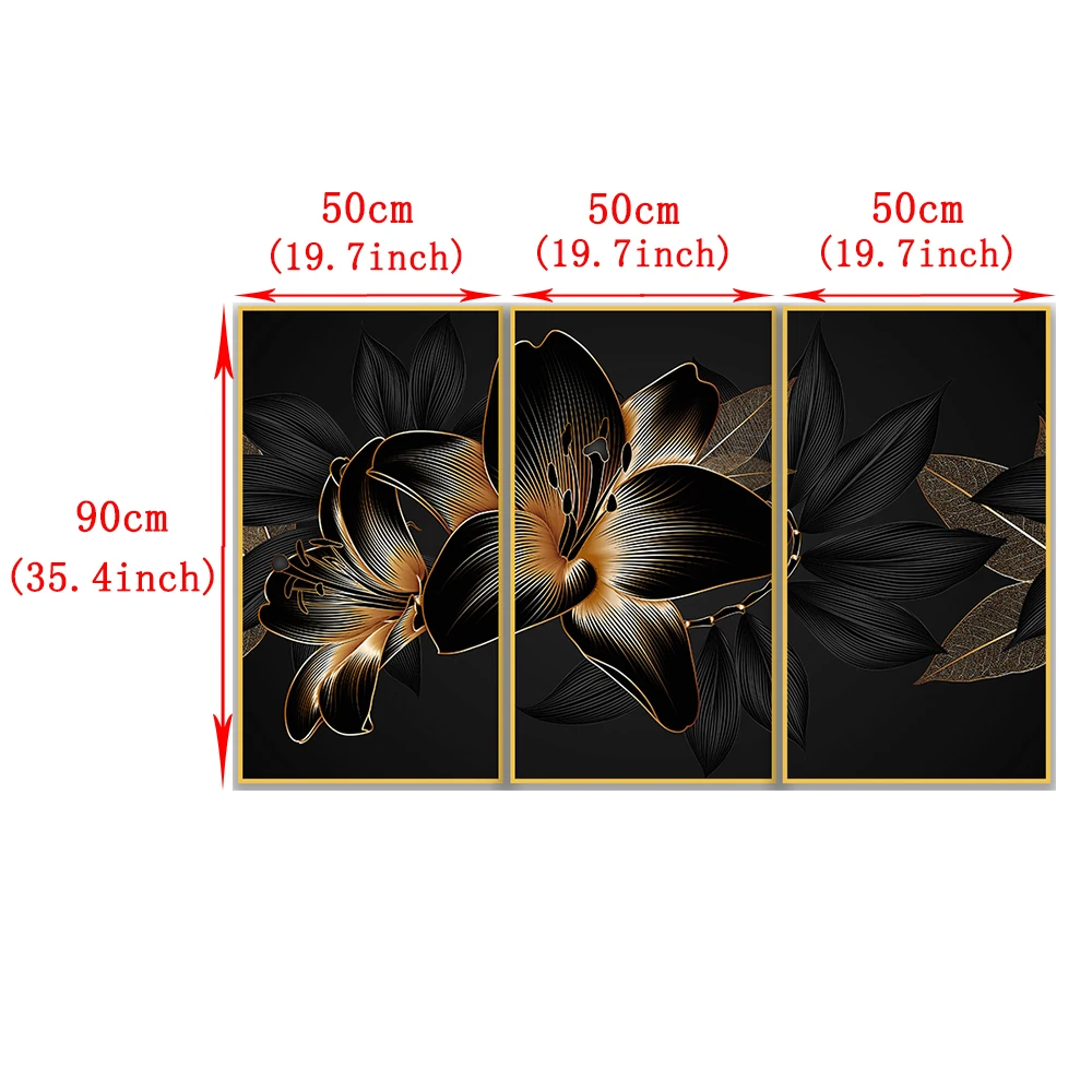 

Abstract Luxury Black Copper Flower Leaf Canvas Painting Modern Home Plant Art Wall Decoration Painting Bedroom Decore Poster