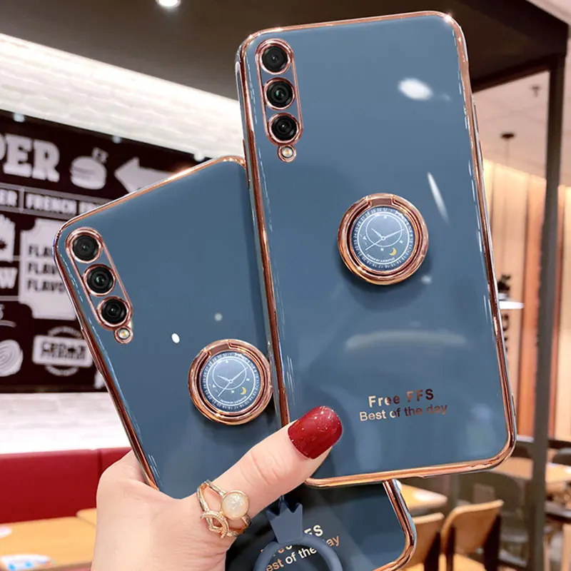 Luxury Silicone Case For Huawei p smart pro 2019 phone Case For Y9s Cover Shockproof Stand Holder Case Honor 9x pro Lite Y9s