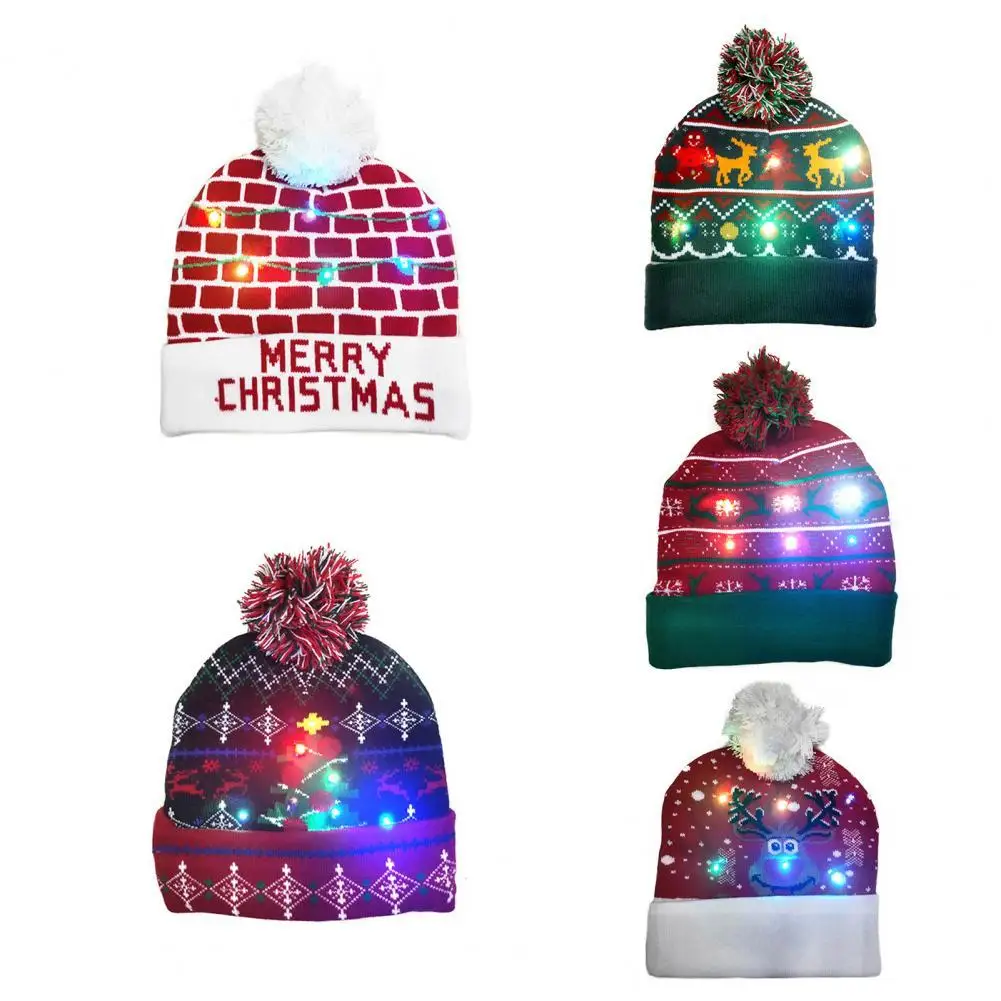 

Высококачественная зимняя шапка со светодиодной подсветкой в виде рождественского оленя, стирающаяся дышащая