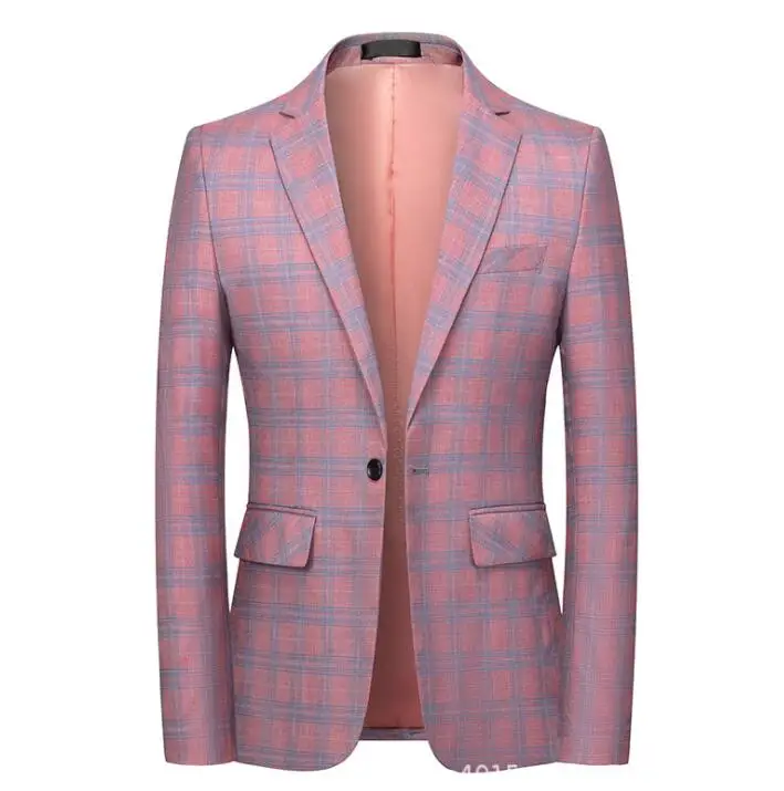 Men's small suit business casual blazers three-color one-button korean style 여름자켓 slim jackets traje de hombre para boda pink