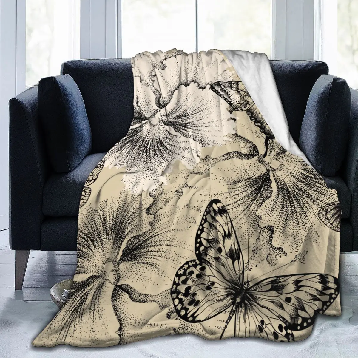 

Фланелевое одеяло, светильник легкое тонкое теплое мягкое фланелевое одеяло в винтажном стиле с анютинами и бабочками, в стиле пэчворк, для ...