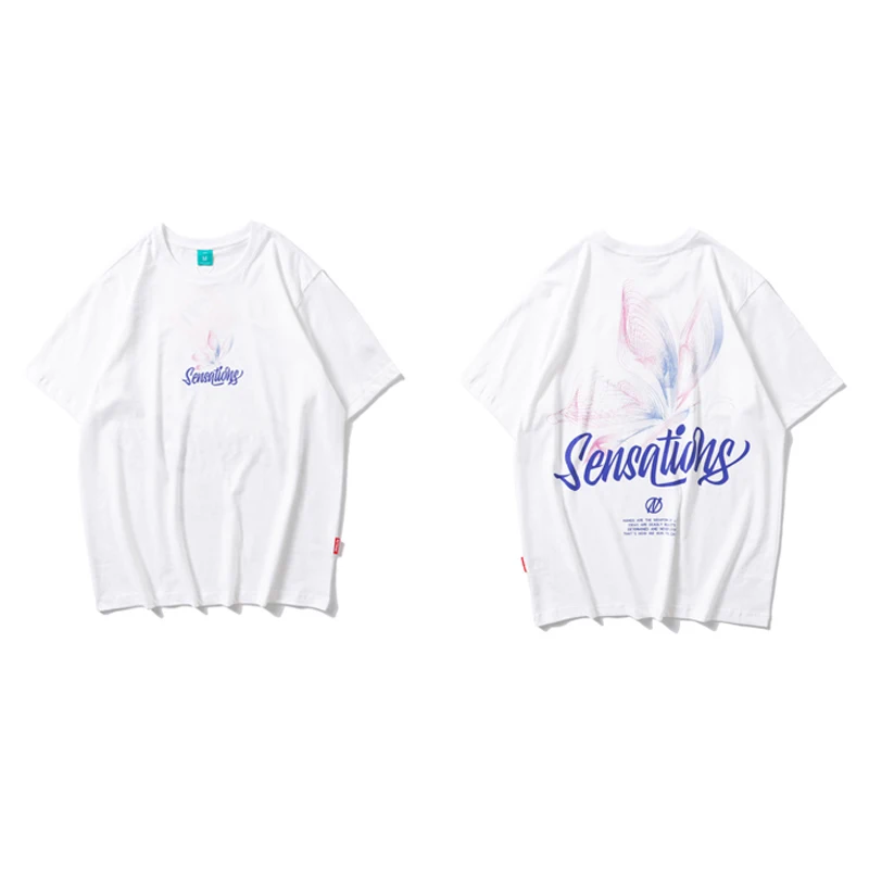 

2020 tide Oversize T Shirt Men 2020 Streetwear Harajuku Color Butterfly Tshirt Short Sleeve Cotton Loose HipHop T-Shirt