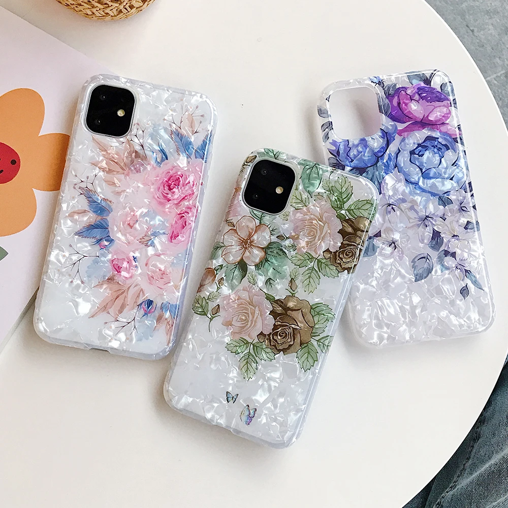 Чехол для телефона LOVECOM для iPhone 11 Pro Max XR XS Max 6 6S 7 8 Plus X Dream Conch Глянцевая мраморная мягкая IMD задняя крышка на весь корпус подарки