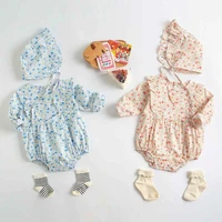 spring baby clothing toddler girls bodysuits long sleeve baby girl floral suit infant one piece with hat