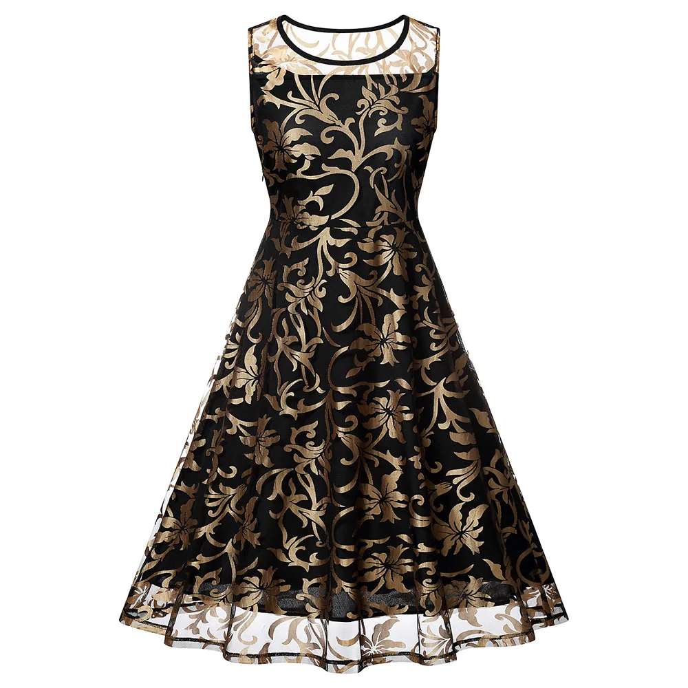 

2020cross-border new style tyrant gold printed Middle East Africa dress Amazon explosion models European and American women