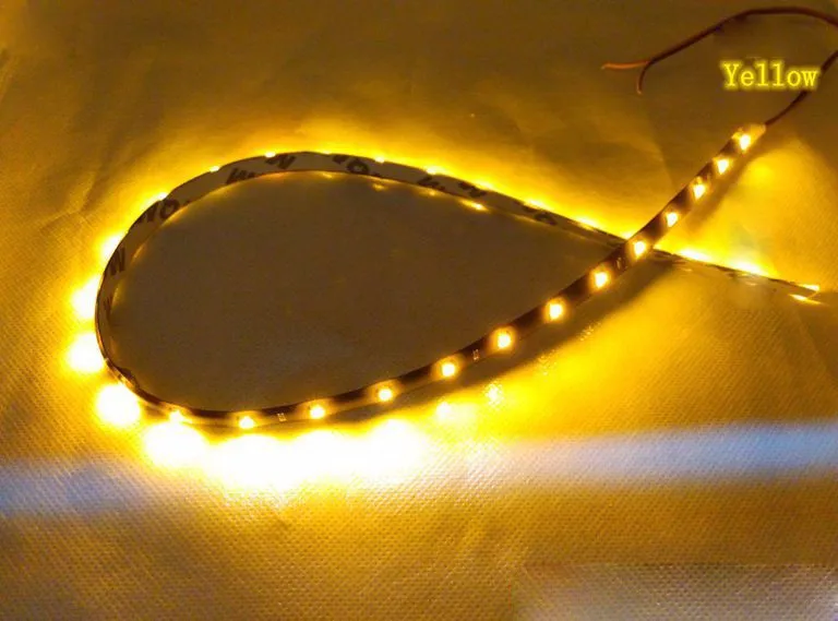 Yellow Led Strip Светодиодный полосы 12v 3528smd 120/90/60/30 см холодный белый водонепроницаемый, красные, зеленые, синие, желтые светодиодный светильник полосы для салона автомобиля мотоцикла - Испускаемый цвет: Yellow Led Strip
