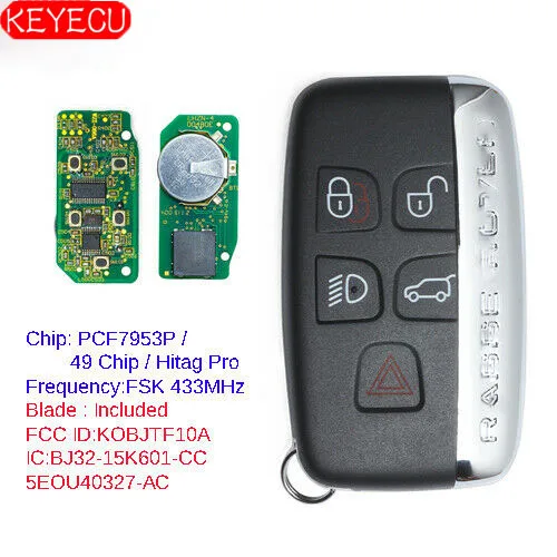 KEYECU дистанционный брелок 315 МГц/433 МГц для Land Rover LR2 LR4, Range Rover Evoque Sport 2012- KOBJTF10A
