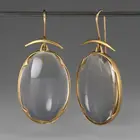 Изящные женские висячие серьги с лунным камнем, милые золотистые Висячие серьги для женщин, модные круглые свадебные серьги для невесты