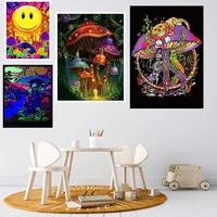 5d diy psychedelic magic blacklight wall art diamond painting trippy visual mushroom cross stitch embroidery mosaic home decor