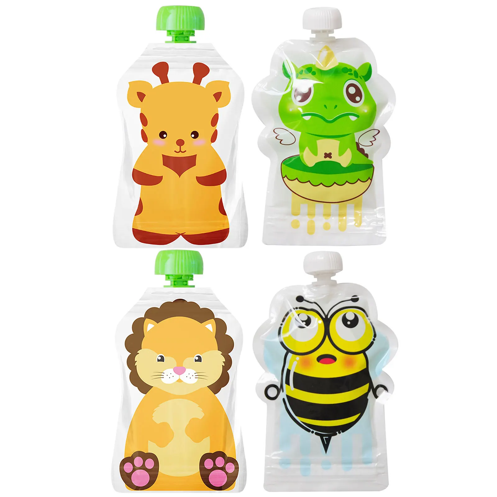 

8pcs Reusable Food Storage Bags Sealed Refillable Smoothie, Porridge, Yogurt, Milk Baby Food Pouch Random Colour