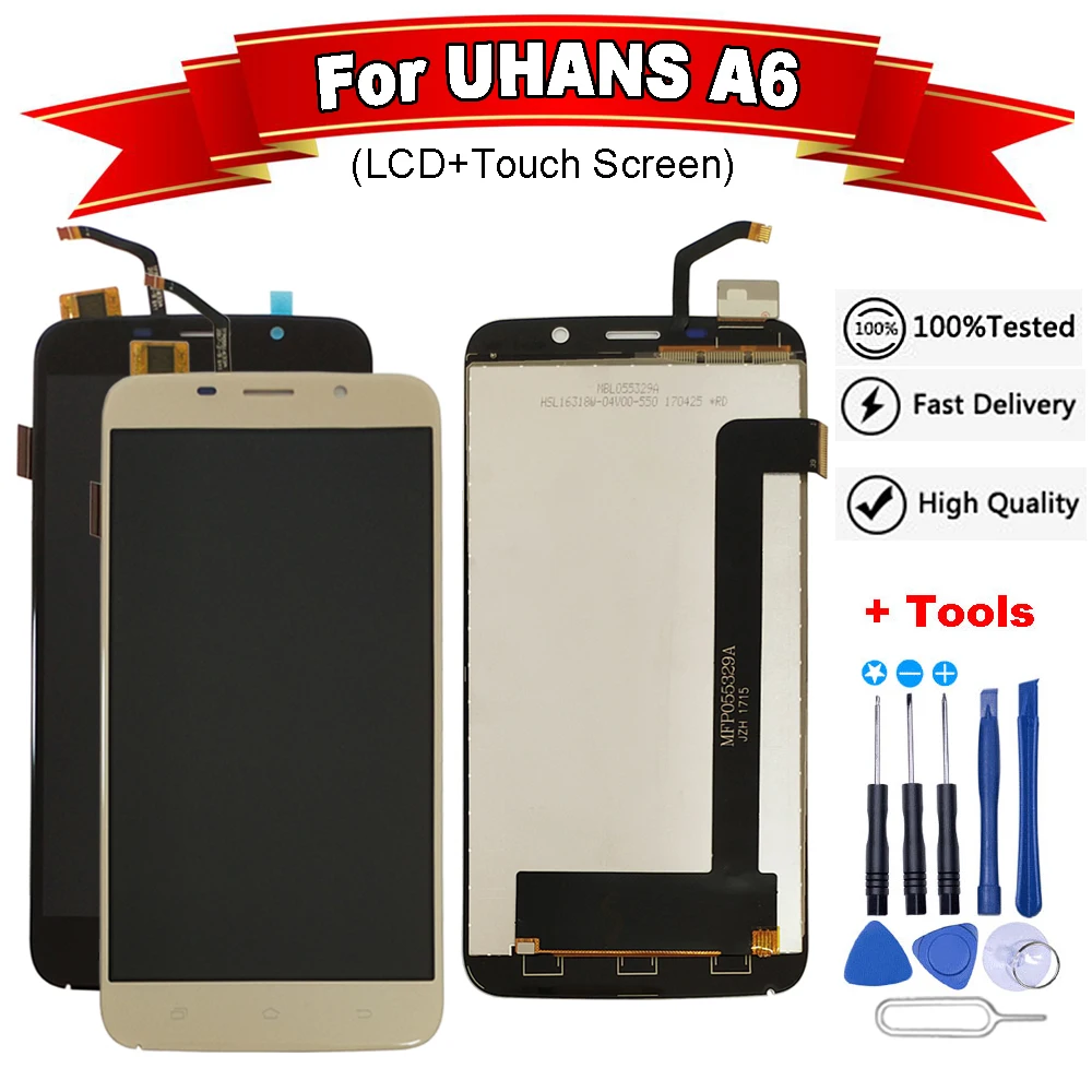 5 дюймовый ЖК дисплей для UHANS A6 + сенсорный экран 100% оригинальный протестированный
