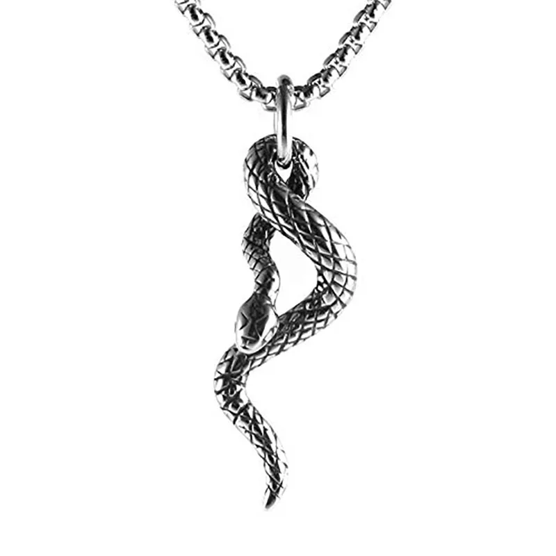 

HZMAN Gothic Jewelry Men's Stainless Steel Animal Snake Pendant Chain Necklace