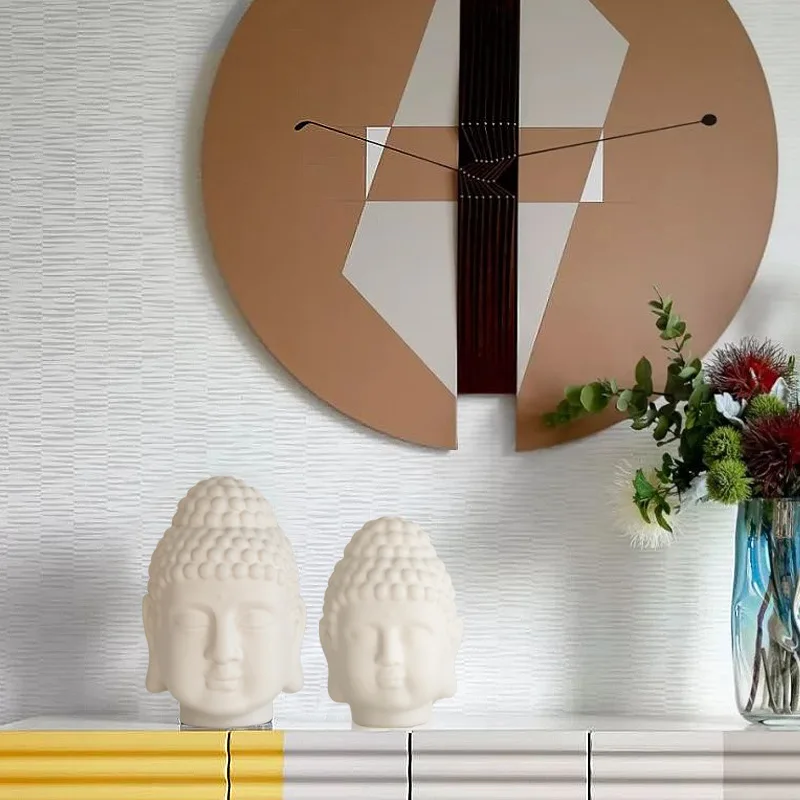 Белая матовая керамическая статуя головы Будды индийская религиозная