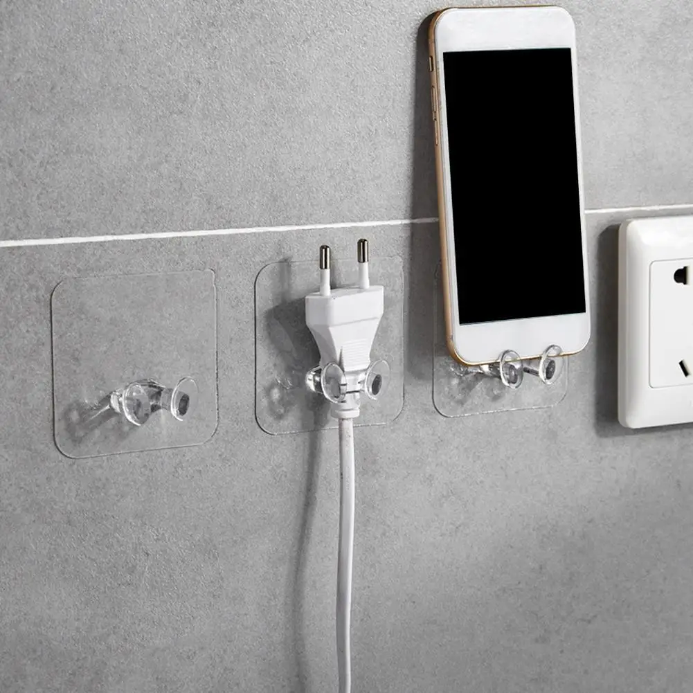 

5pcs/lot High Quality Transparent Wire Hooks Cable Socket Hook Holders Wall-Mounted Punch-free Home Kitchen Self-adhesive Hooks