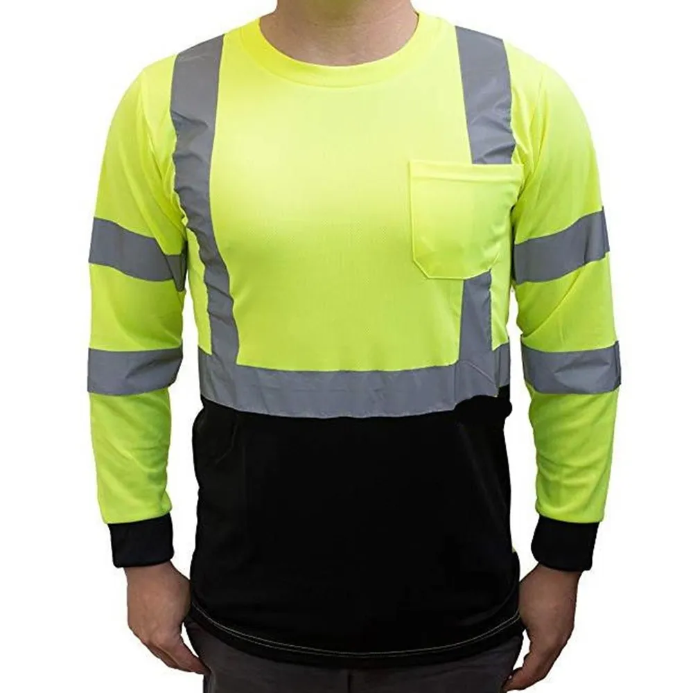 

Hi Viz Crew T-Shirt High Visibility Work Long Sleeve Reflective Safety Top Men Work Shop Shirt Men Women Mechanic 2021 New Hot
