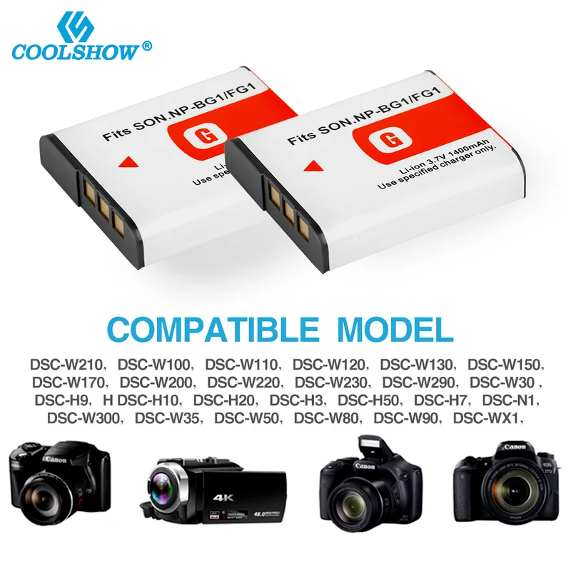 NP BG1 FG1 Аккумулятор для Sony Cyber-Shot DSC-W100 H3 H7 H9 H10 H20 H50 H55 DSC-WX1 T20 NPBG1 NPFG1 1400 мАч |