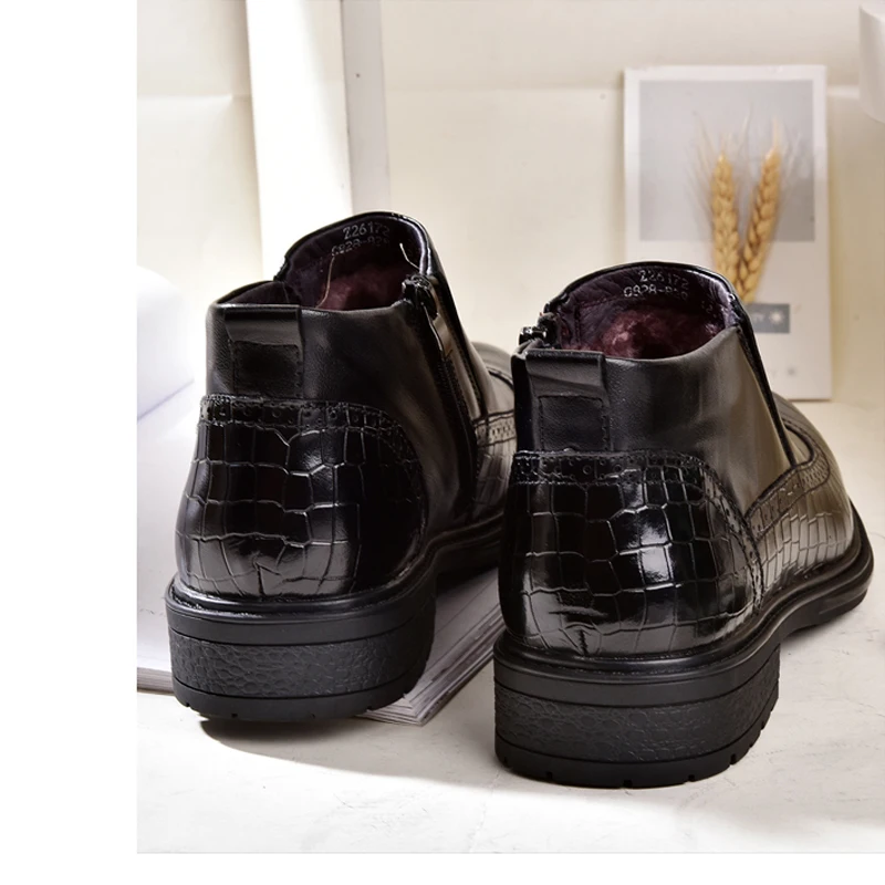 Мужские ботинки челси из натуральной кожи ZFTL черные теплые воловьей в британском