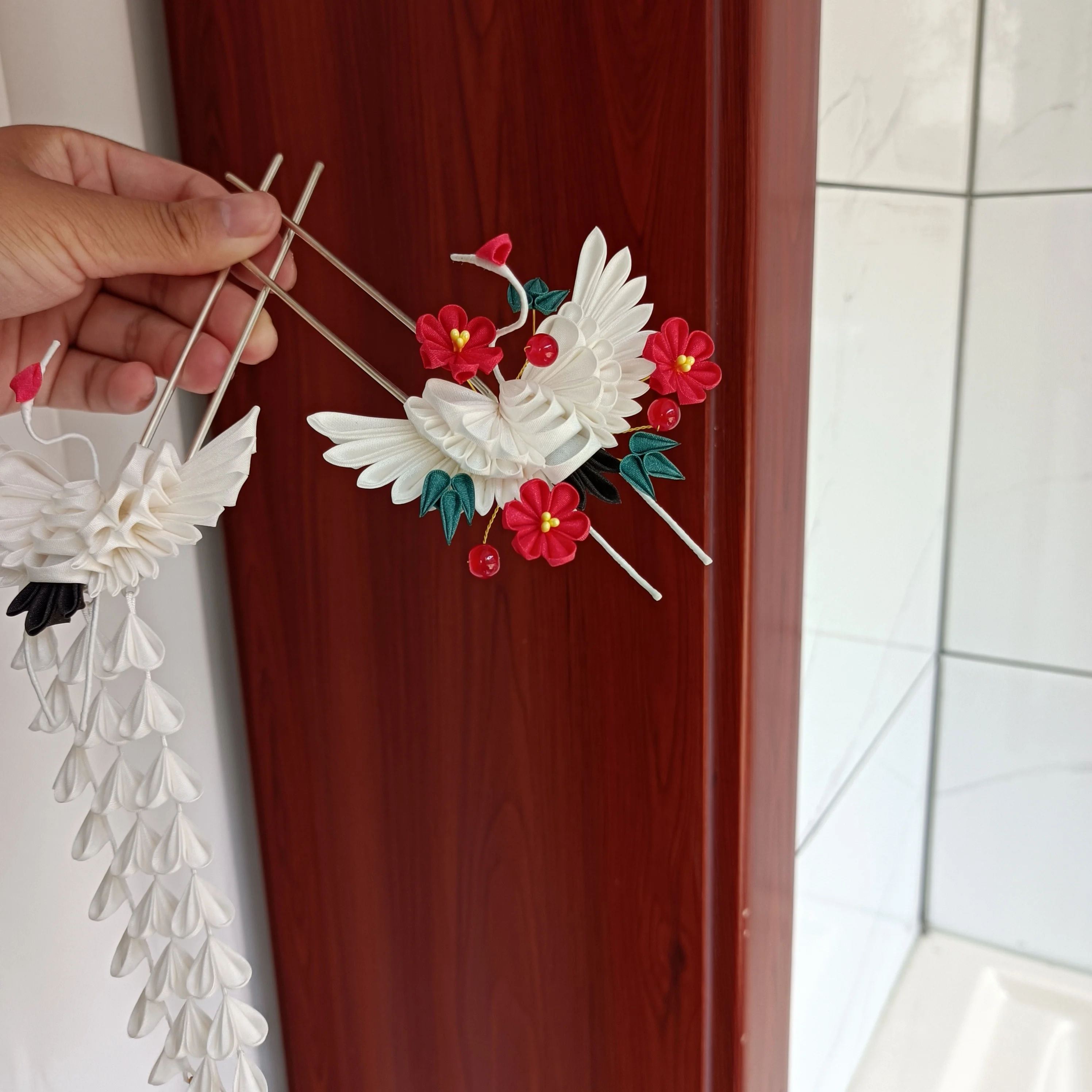 Женская Вуалетка для волос LALAVARA заколки с белым журавлем свадебные аксессуары