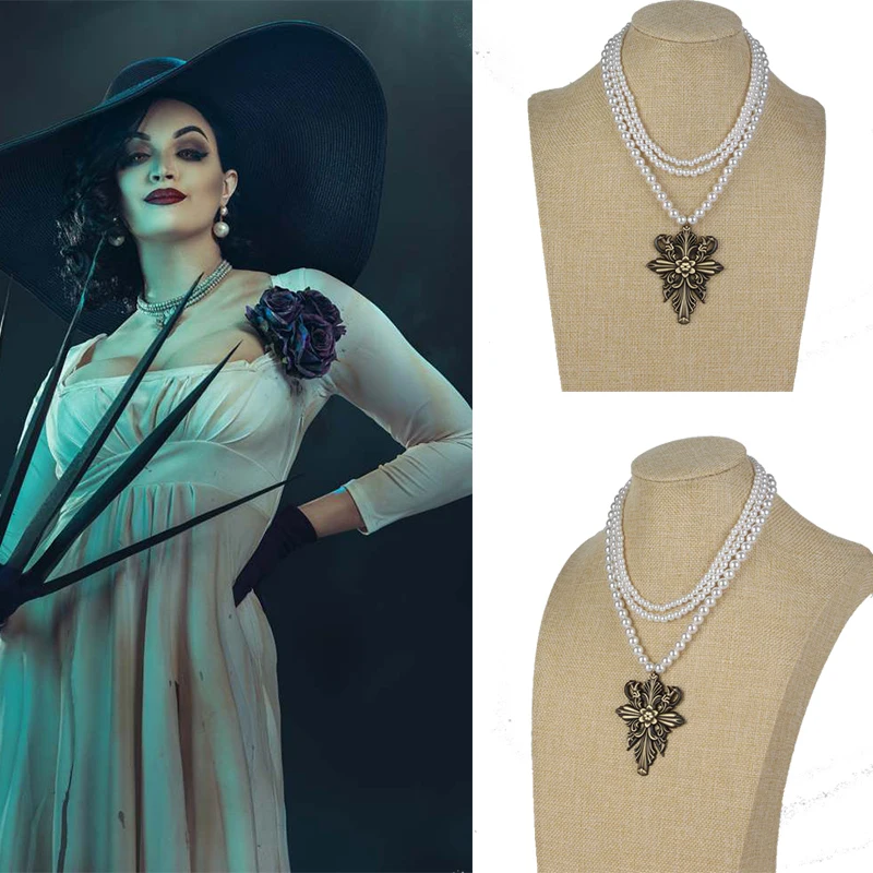 

Alcina Dimitrescu White Dress Cosplay Costume Village Chatelain Alcina Biohazard Dress niform Halloween Party Outfits For Women