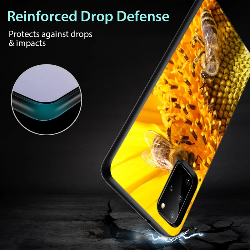

Fashion Honey Bee for Samsung Note 20 10 9 8 Ultra Plus A91 A81 A71 A51 A42 A41 A31 A21 A12 A11 A01 Black Phone Case