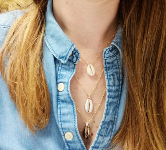 Модное многослойное ювелирное изделие в виде ракушки массивное ожерелье с