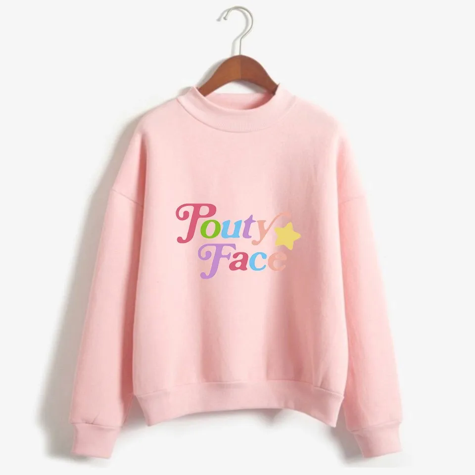 2021 The Hype House Addison Rae Merch Hoodies Turtleneck Sweatshirts Men/Women Print Pouty Face hoodies Adults/Children Clothes | Женская