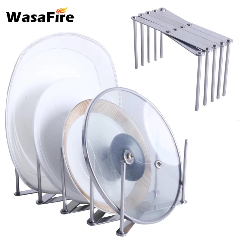 

Kitchen Stainless Steel Organizer Pot Lid Rack Stainless Steel Spoon Holder Pot Lid Shelf Cooking Dish Rack Pan Cover Stand