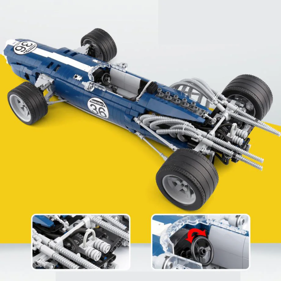 Техническая мечта автомобиль синий звуковой гоночный moc Строительный Блок super F1