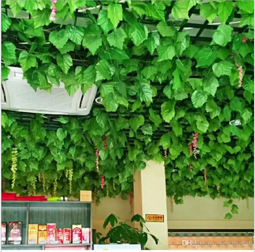 Goedkoop 2.1M 120 Stuks Wired Ivy Bladeren Garland Zijde Kunstmatige Vine Greenery Voor Bruiloft Thuis Kantoor Deco-Hangers Kransen 2017 Nieuwe Stijl
