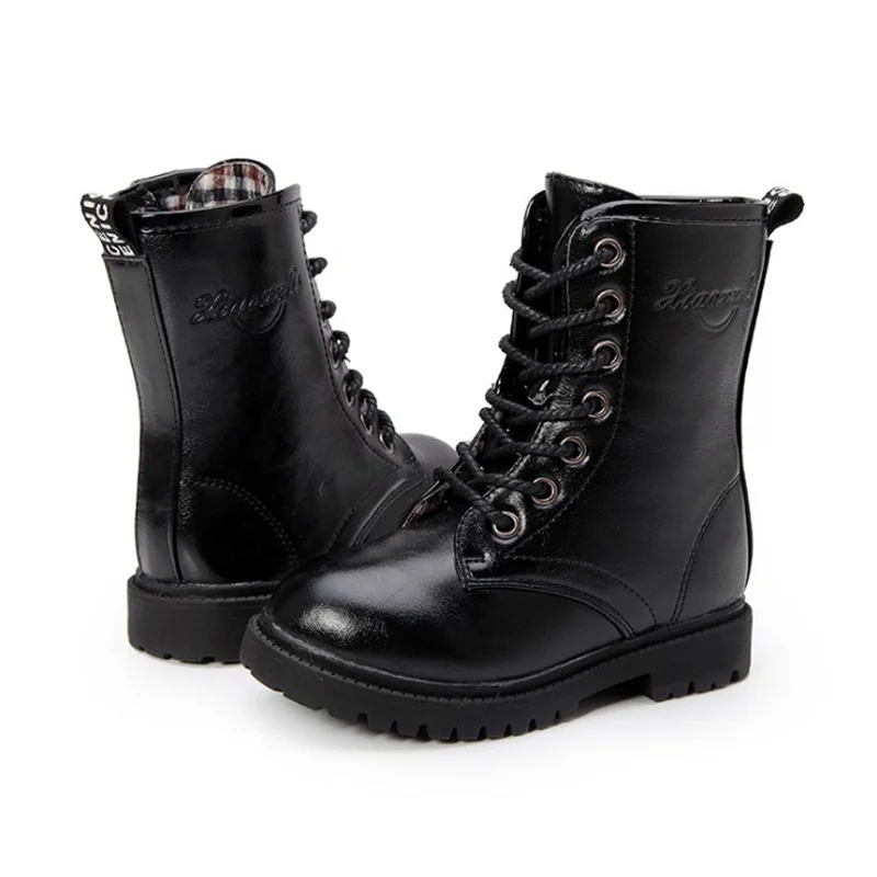 Кожаные ботинки для мальчиков и девочек детские зимние водонепроницаемая