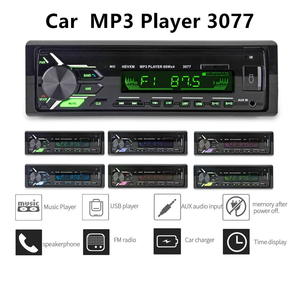 

4*60 W Car radio MP3 Player FM Audio Music USB SD Digital Bluetooth FM Radio with In Dash Slot AUX Input Car MP3 Player 3077