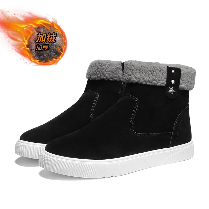

2021 New Winter Snow Boots Men Cotton Boots Warm Non-slip PU Shoes Add Fur ZIP Adult Man Ankle Boots Plus Winter Combat Boots