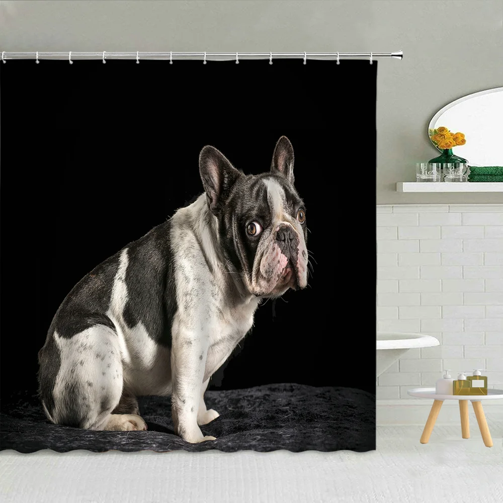 

Штора для душа Shar Pei с Мопсом, уродливая милая собака, аксессуары для декора ванной комнаты, водонепроницаемая тканевая занавеска с животным...