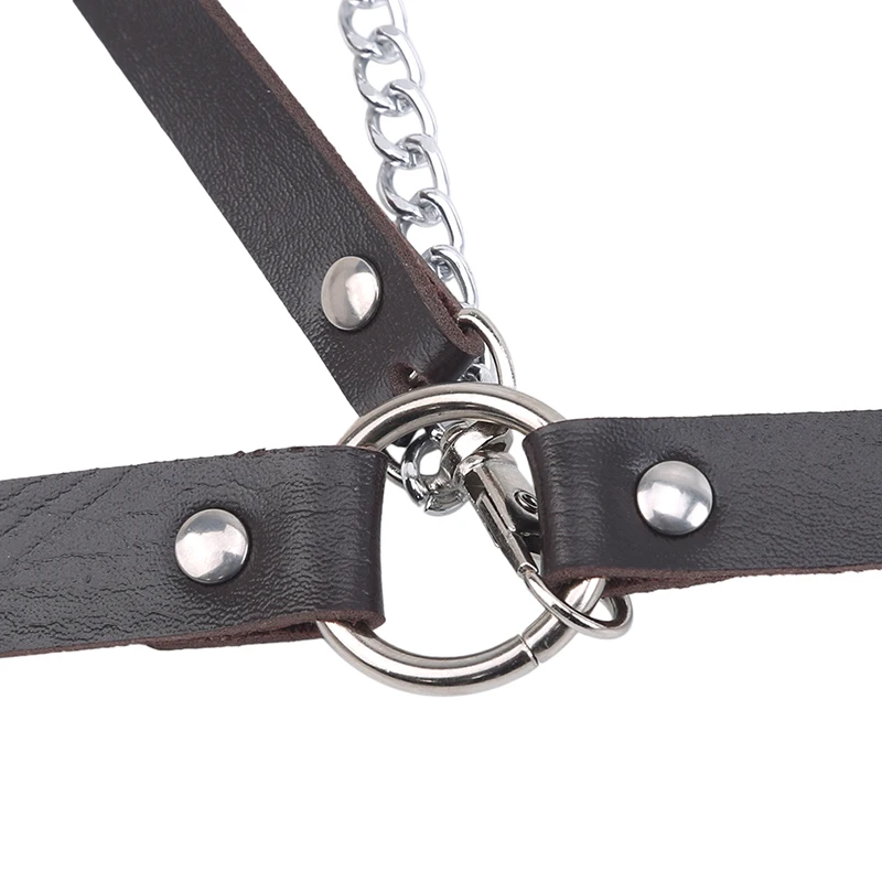 

New Gothic Faux Leather Belt Lady Silver Pin Metal Chain Ring Waist Strap Street Dance Decorate Belts For Women Girl Jeans Black