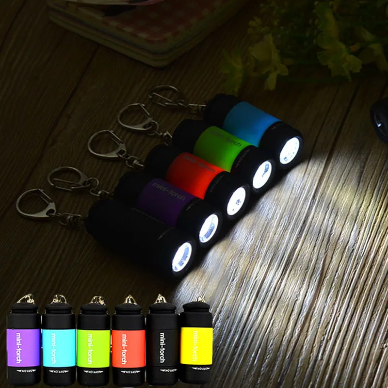 

Portable Mini-torch Light Keychain USB Rechargeable Pocket Flashlight Light Lamp Ultra Bright Multicolor Hiking Camping Lamp