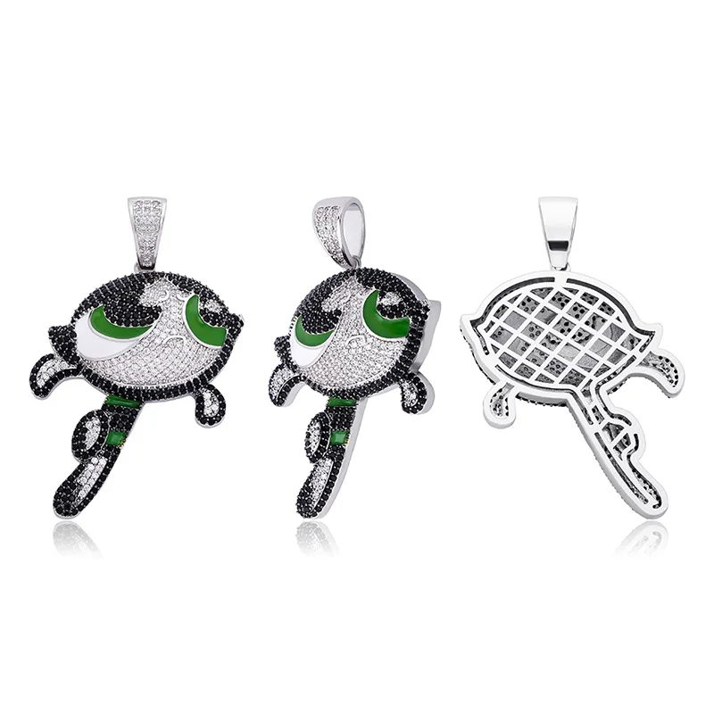 

Bling Iced Out Cartoon Powerpuff Girls Pendants Micro Paved Zircon Necklace For Men Women 3 Styles Fashion Hip Hop Jewelry Gifts
