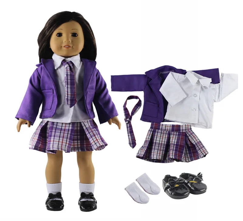 Лидер продаж набор одежды для кукол 6 в 1 галстук обувь носки и сумка американской